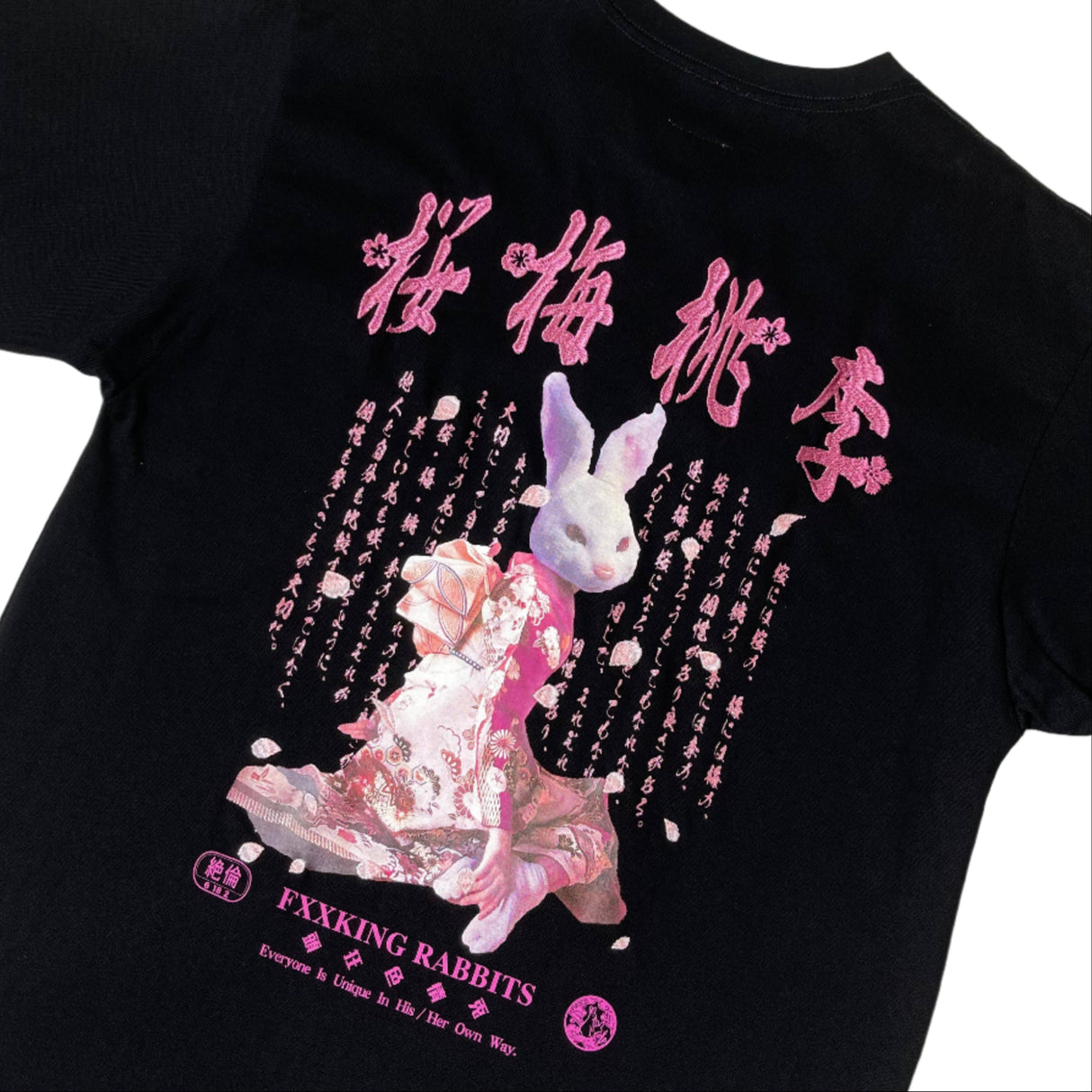FR2 Embroidery Kimono Rabbit Tee Black (Japan Exclusive) - ORIGINALFOOK
