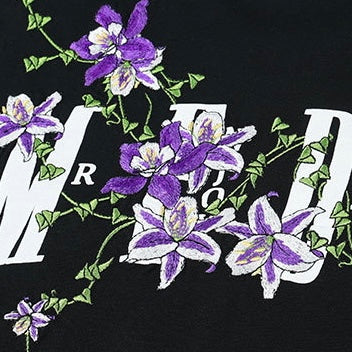 MEDM Embroidered Flower Tee Black MEDM MEDM - originalfook singapore