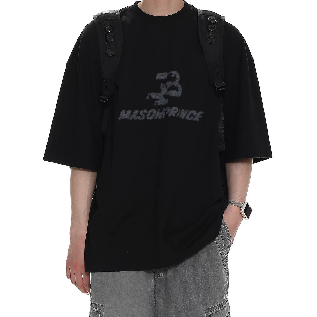 MASONPRINCE Smoke Logo Tee Black MASONPRINCE MASONPRINCE - originalfook singapore