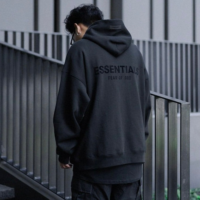FEAR OF GOD Essentials Felt Logo Hoodie Black FEAR OF GOD FEAR OF GOD - originalfook singapore