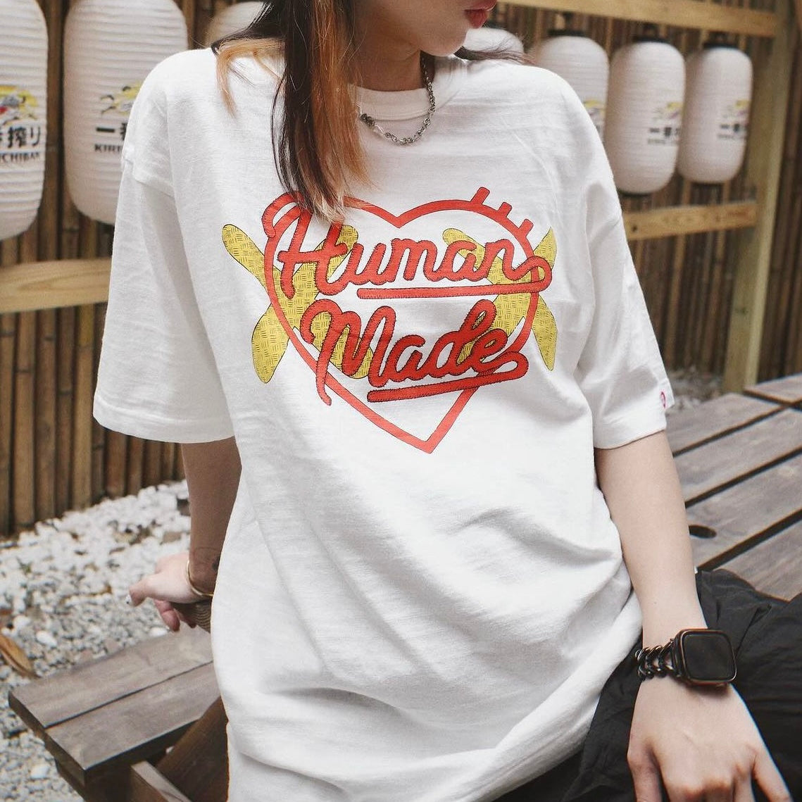 Human Made X KAWS Logo Tee White HUMAN MADE HUMAN MADE - originalfook singapore