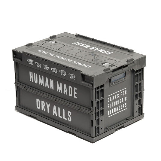 Human Made 50L grey foldable container box, versatile storage accessory with collapsible design for easy transport and organization.