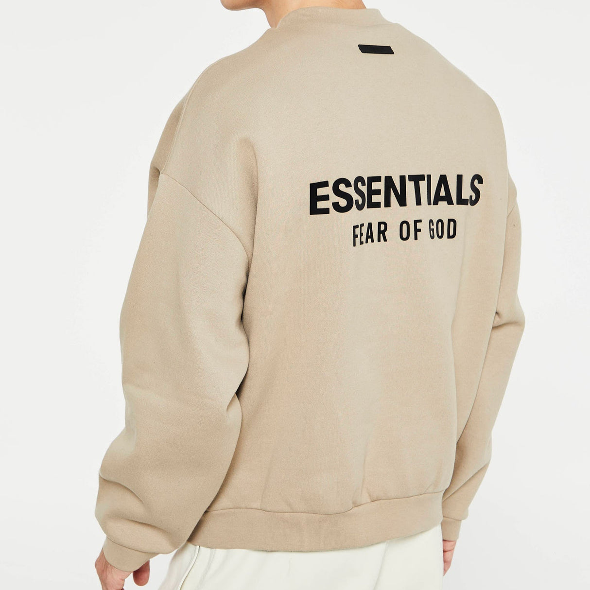 FEAR OF GOD Essentials Signature Logo Crewneck Desert Sand FEAR OF GOD ESSENTIALS FEAR OF GOD ESSENTIALS - originalfook singapore