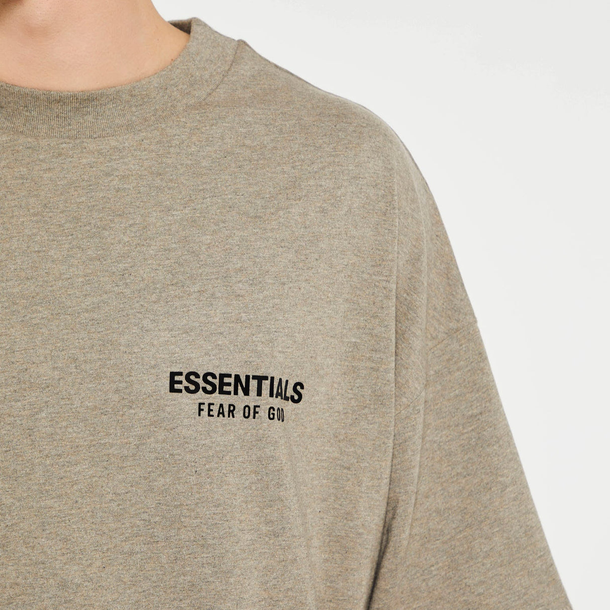 Fear of God Essentials Signature Logo Drop Shoulder Tee Dark Heather FEAR OF GOD ESSENTIALS FEAR OF GOD ESSENTIALS - originalfook singapore