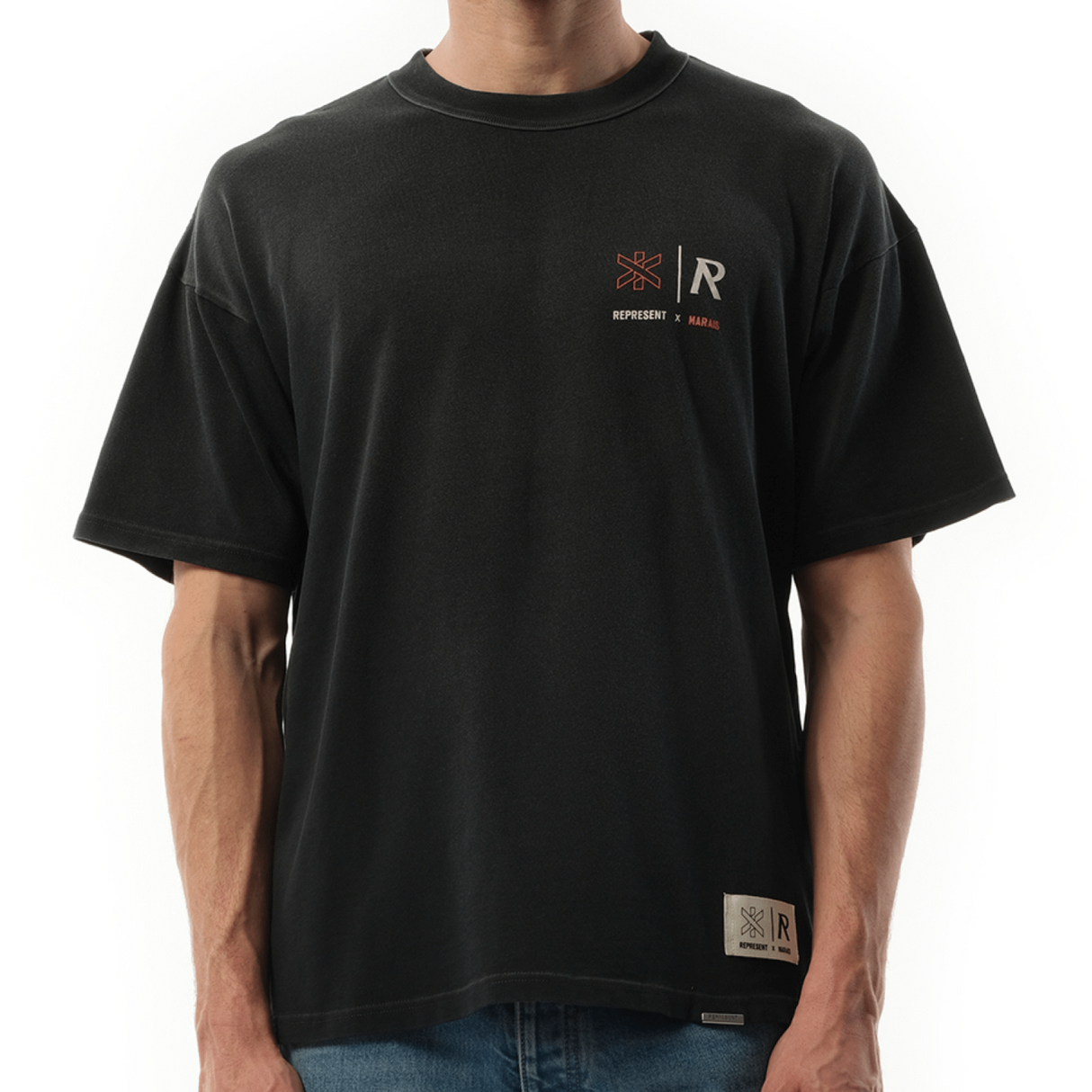 Represent X Marais Logo Lock Up Aged Black Tee - ORIGINALFOOK