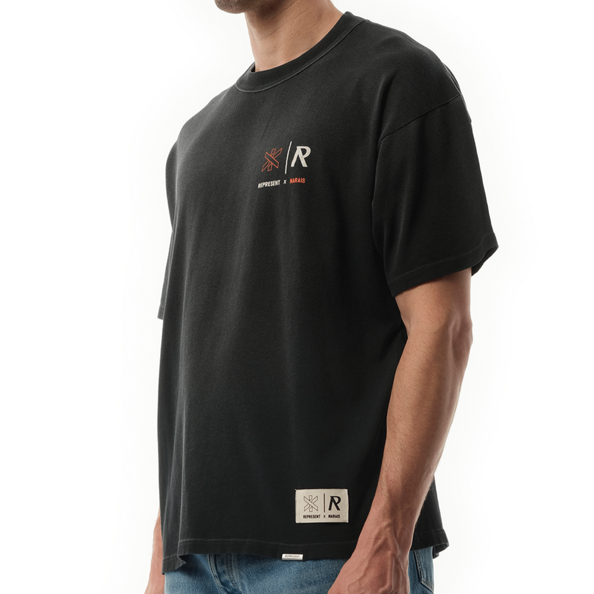Represent X Marais Logo Lock Up Aged Black Tee - ORIGINALFOOK