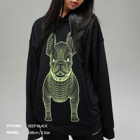 LifeWork Korea Bulldog Mascot Hoodie Black Green lifework lifework - originalfook singapore