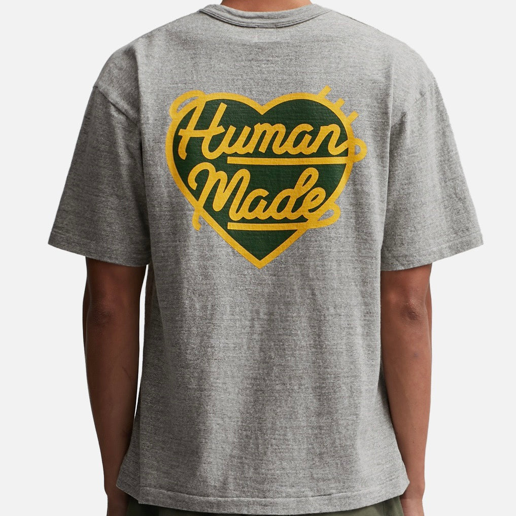 Human Made Green Heart Badge Tee Heather HUMAN MADE HUMAN MADE - originalfook singapore