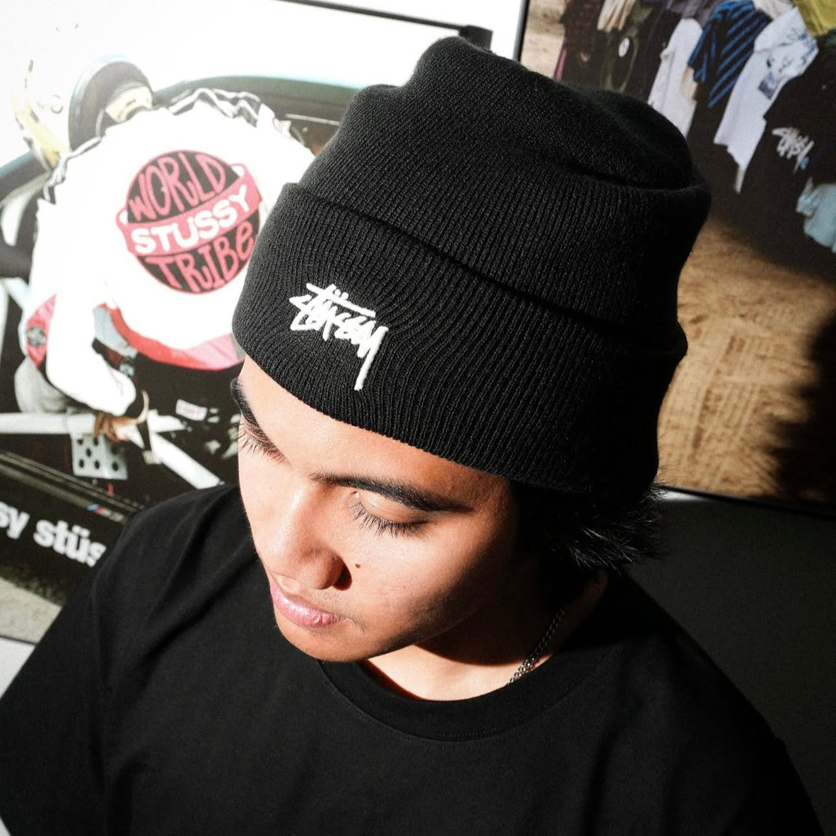 Stussy Cuff Stock Logo Beanie Black
