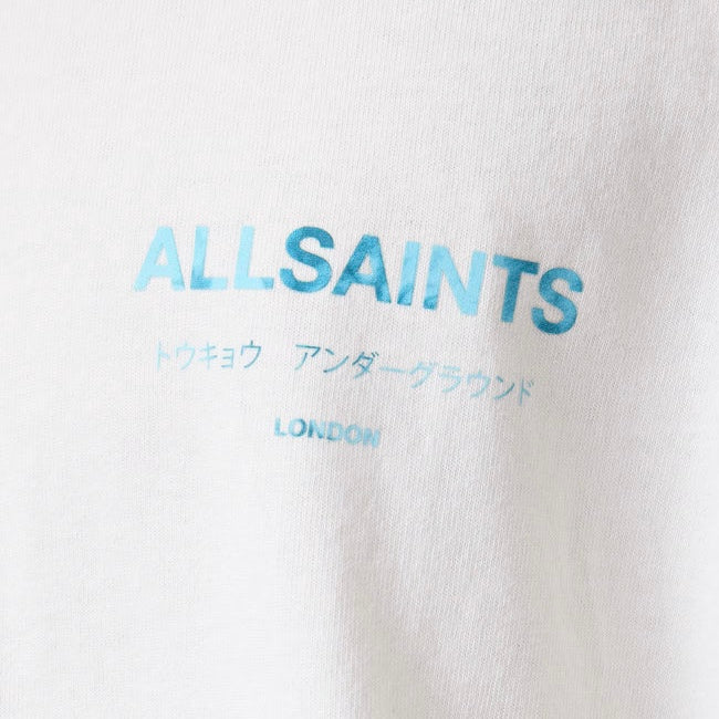 AllSaints Underground Logo Tee Ashen White Blue