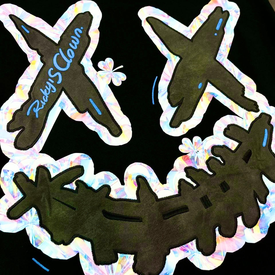 Rickyisclown Crystal Embossed Black Tee R37240813E (D10) - ORIGINALFOOK