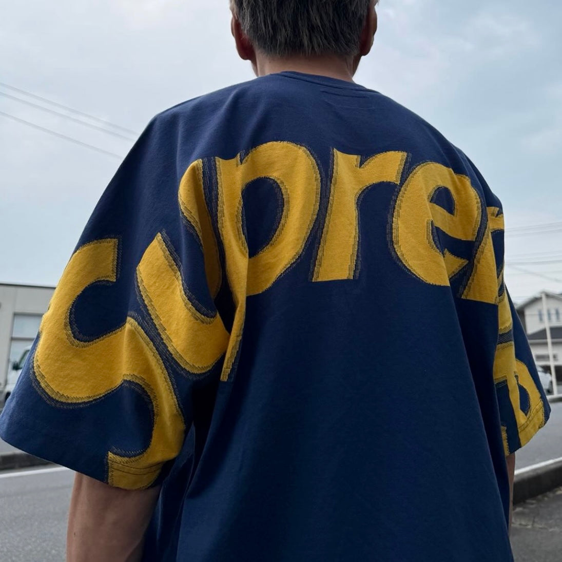 Supreme Intarsia Logo Navy Tee - ORIGINALFOOK