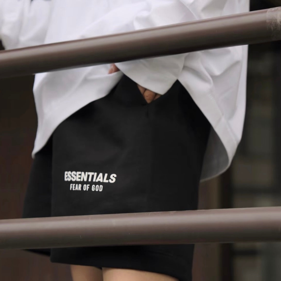 Fear Of God Essentials Classic Logo Sweat Black Shorts Black - ORIGINALFOOK