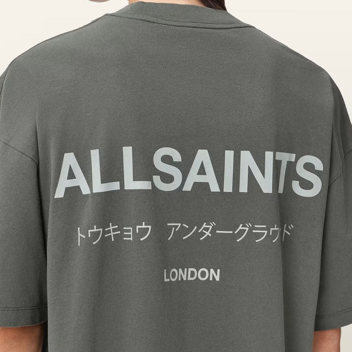 AllSaints Underground Logo Tee Garnet Green