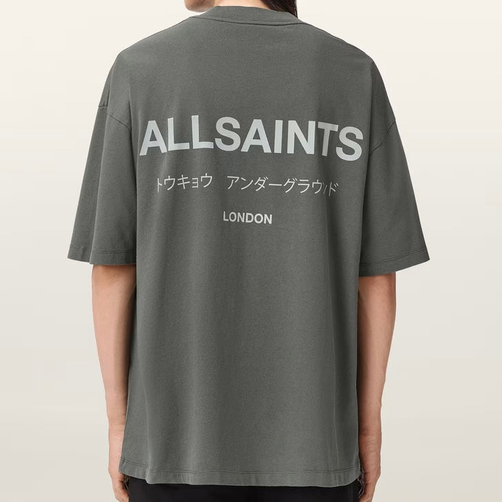 AllSaints Underground Logo Tee Garnet Green