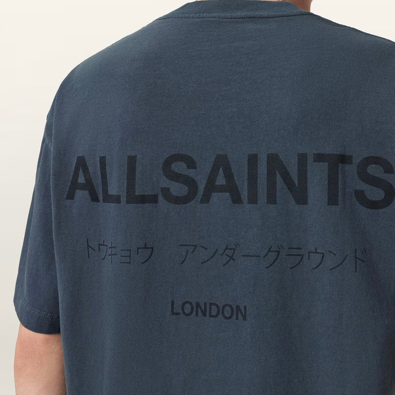AllSaints Underground Logo Tee Moonstone Blue