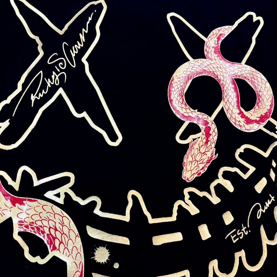 Rickyisclown Golden Coil Smiley Black Tee R37250210L (F10) - ORIGINALFOOK