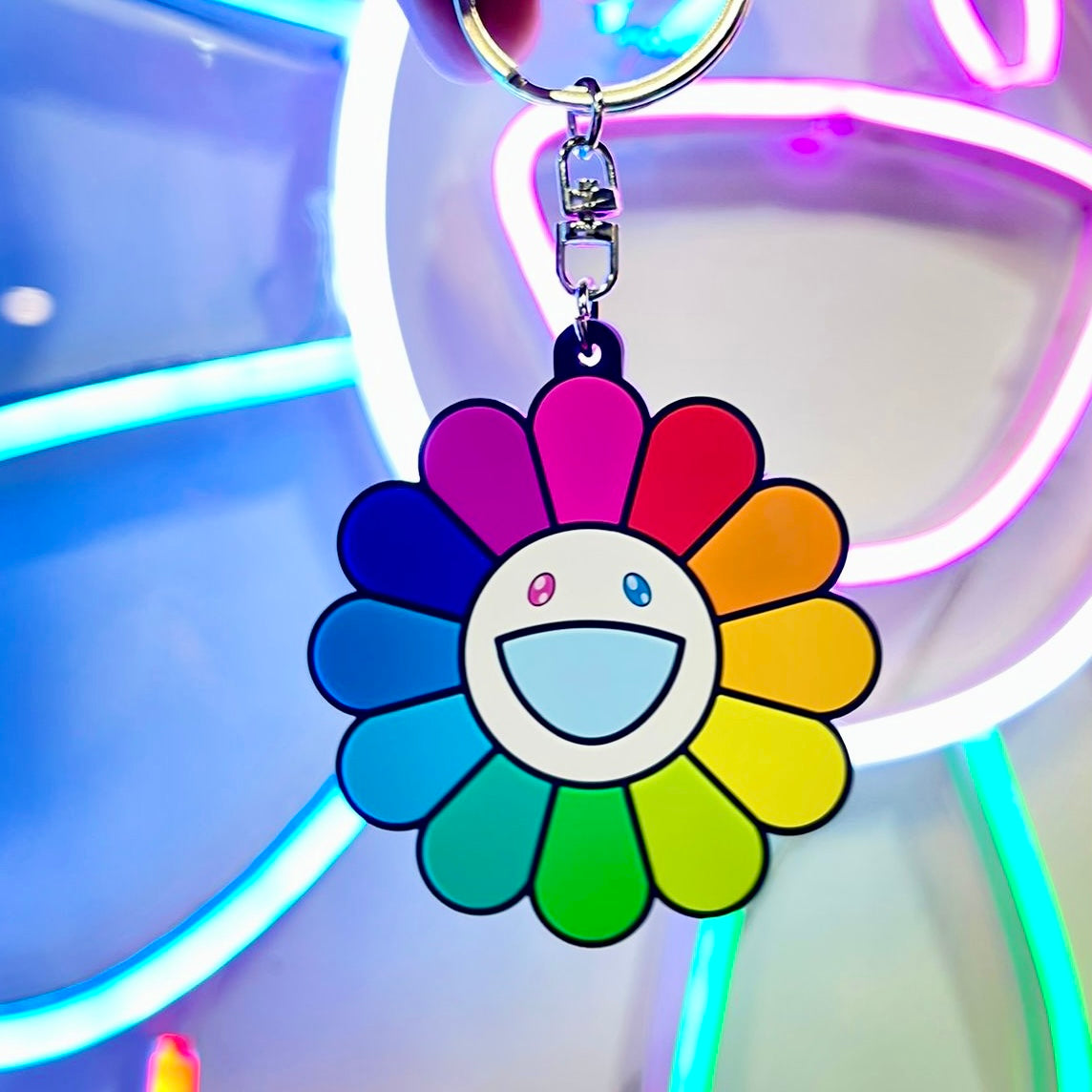 Takashi Murakami Kaikai Kiki Flower Rubber Keyring Rainbow (5cm) TAKASHI MURAKAMI TAKASHI MURAKAMI - originalfook singapore