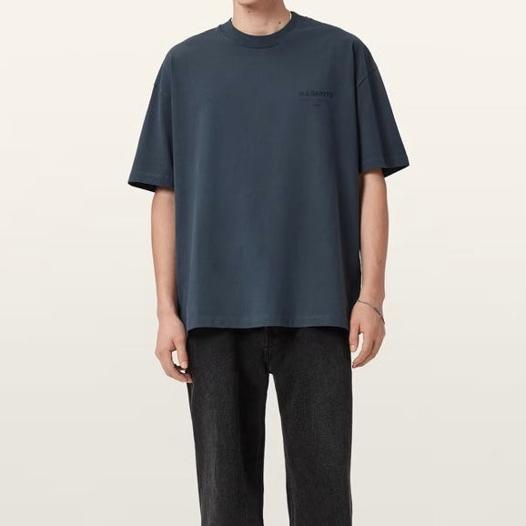 AllSaints Underground Logo Tee Moonstone Blue