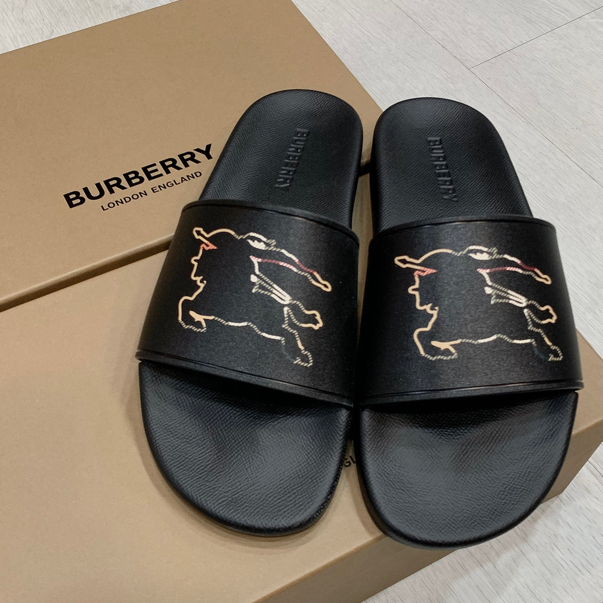 Burberry Check EKD Motif Slides BURBERRY BURBERRY - originalfook singapore