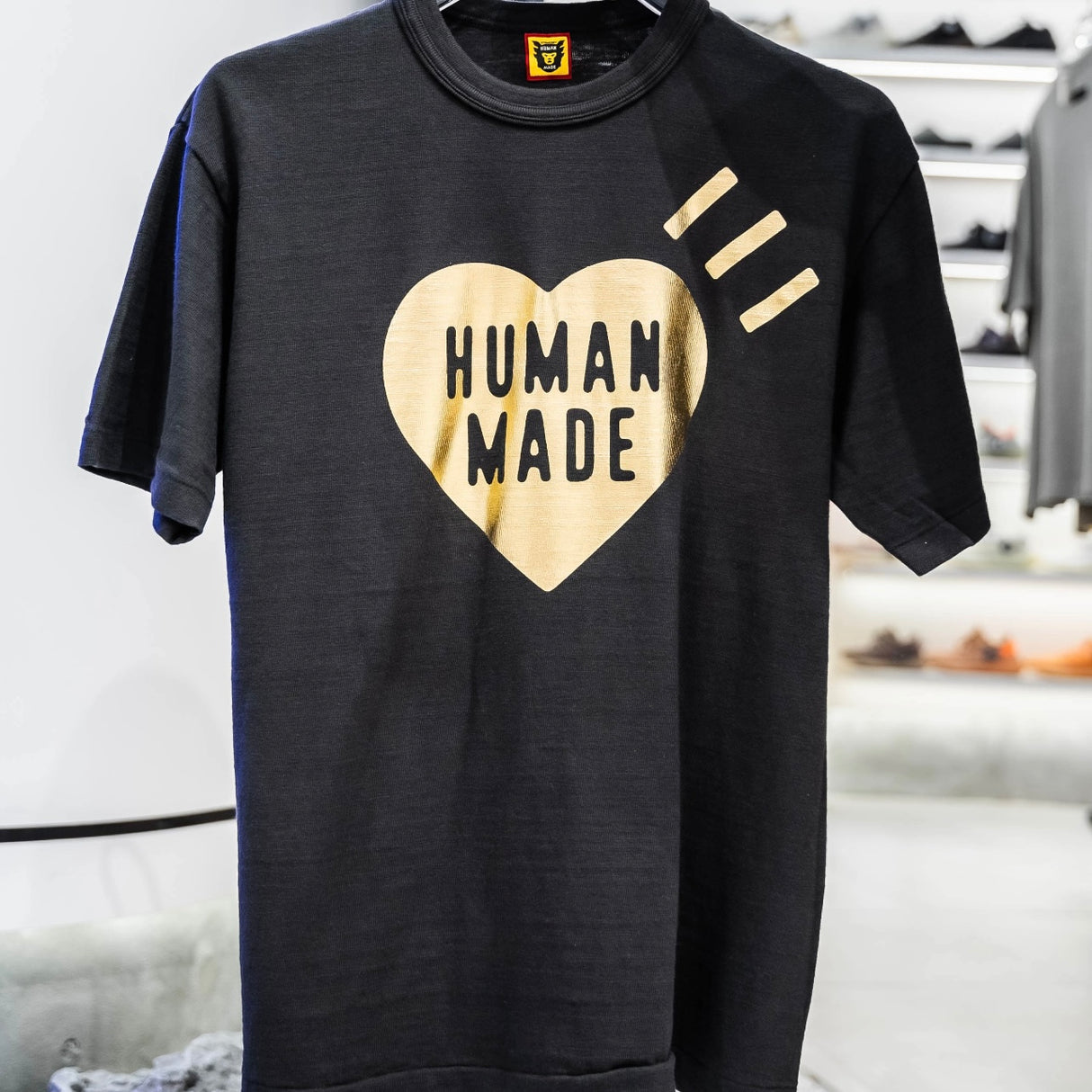 Human Made Metallic Foil Heart Tee Black HUMAN MADE HUMAN MADE - originalfook singapore