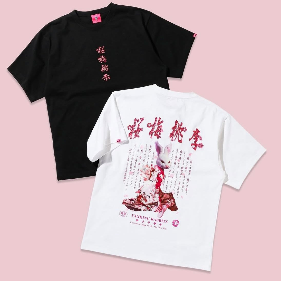 FR2 Embroidery Kimono Rabbit Tee Black (Japan Exclusive) - ORIGINALFOOK