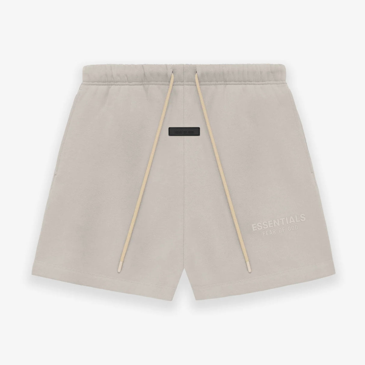 Fear of God Essentials Applique Logo Shorts Silver Cloud FEAR OF GOD FEAR OF GOD - originalfook singapore