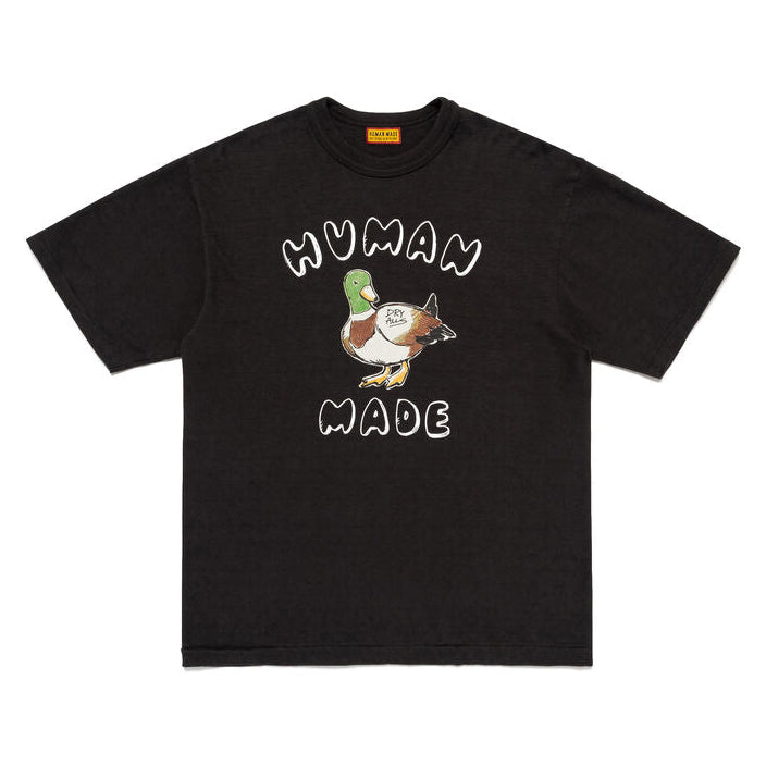Black Human Made Graphic Duck T-shirt showcasing a colorful duck print on the front.
