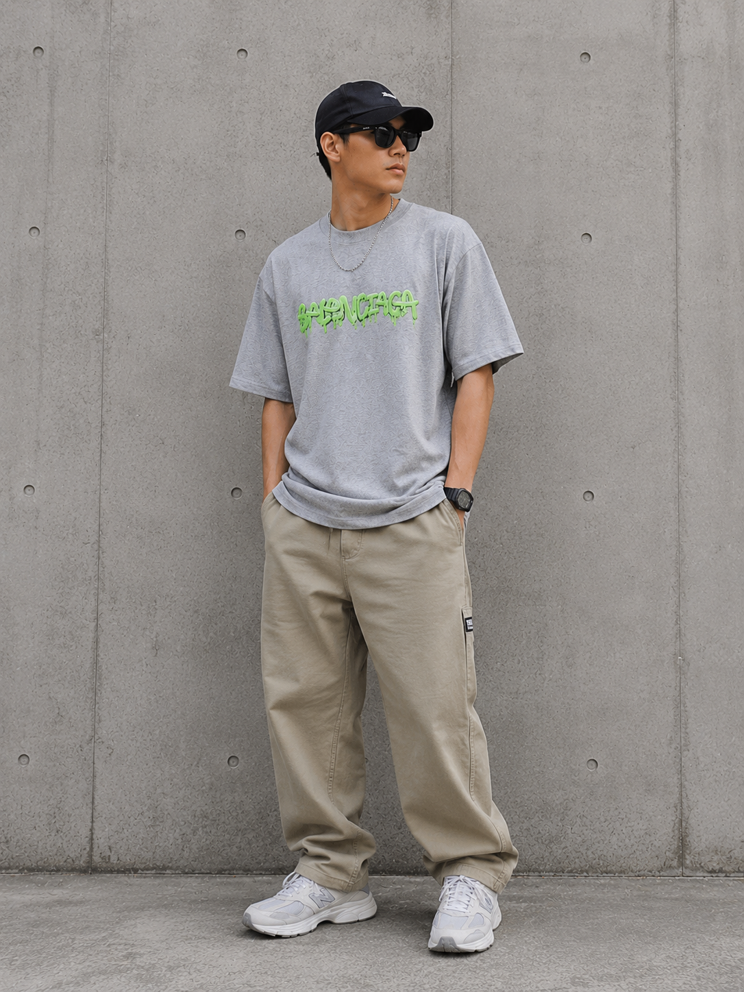Heather Balenciaga Slime Logo T-shirt, casual apparel featuring bold logo design, made by Balenciaga.