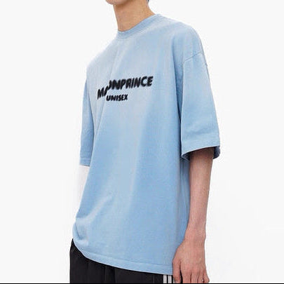 MASONPRINCE MasonPrince Classic Spray Logo Tee in faded blue, casual apparel with a spray logo design on the front.