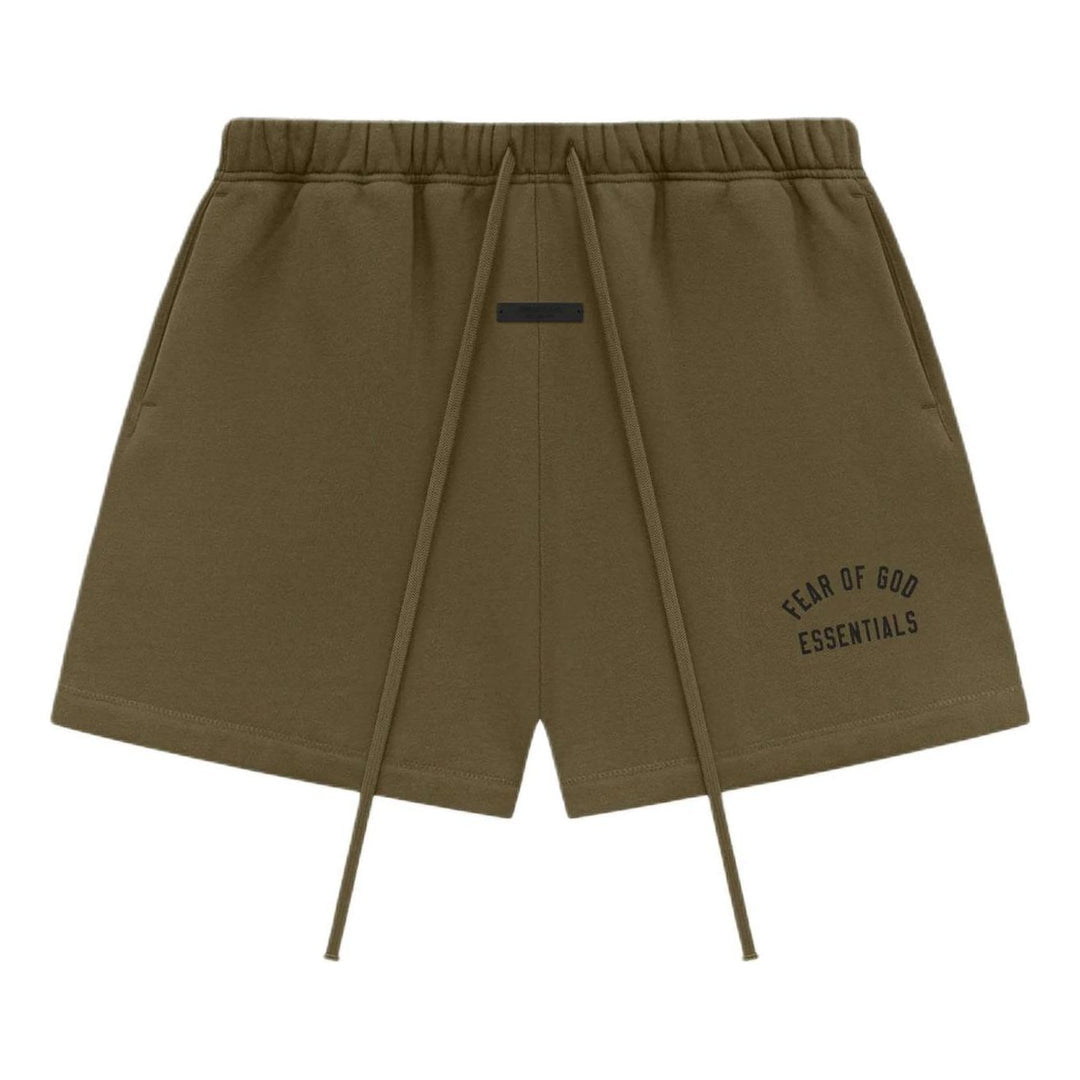 Fear Of God Essentials Logo Sweat Shorts Olive - ORIGINALFOOK