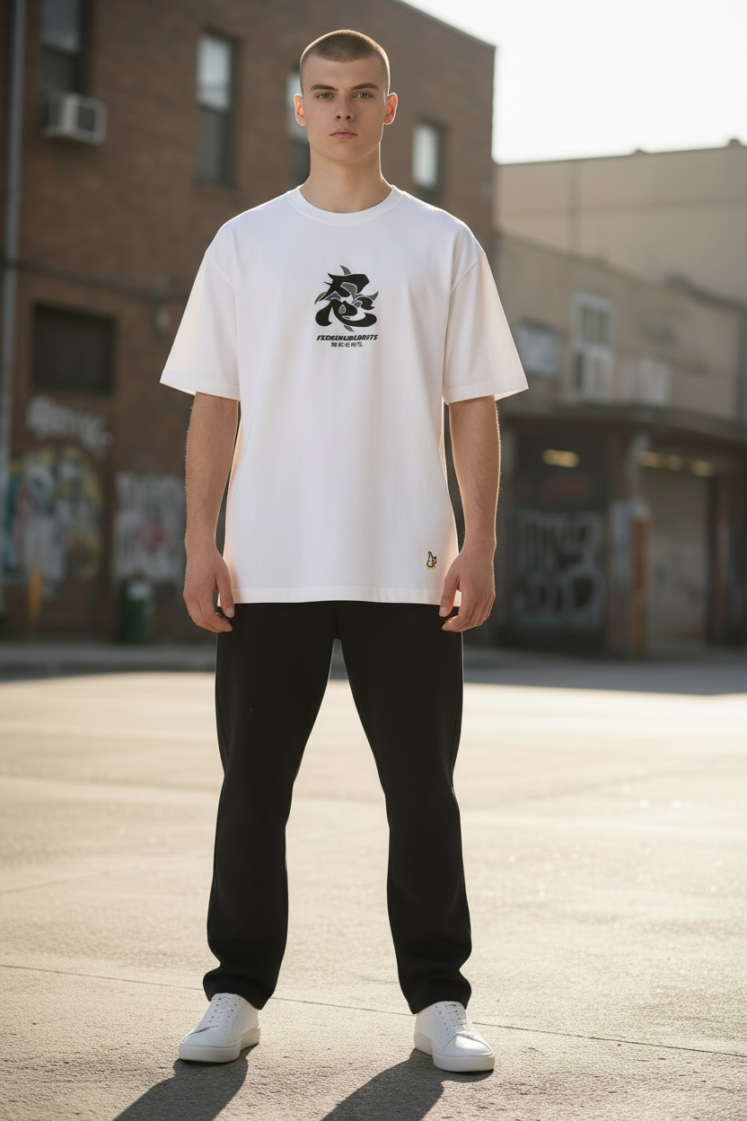 White FR2 Ninja Tee from #FR2 apparel collection, featuring a classic crewneck design and ninja graphic print.