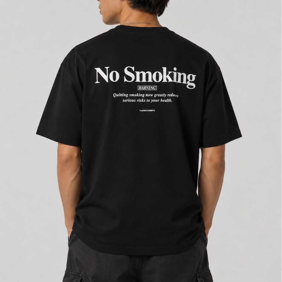 Black FR2 Embroidery Smoking Art T-shirt featuring detailed embroidery design on front, casual streetwear apparel.