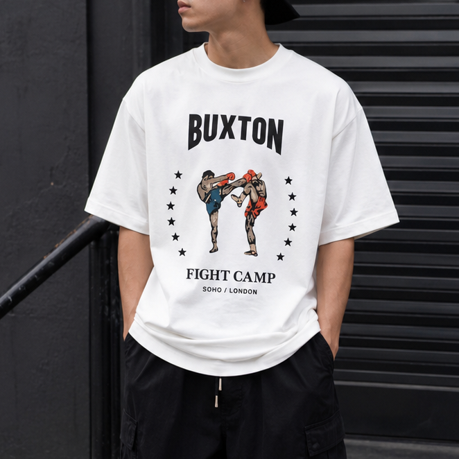 Cole Buxton Fighter Tee in black, men's casual apparel with a relaxed fit and branding logo on the chest.