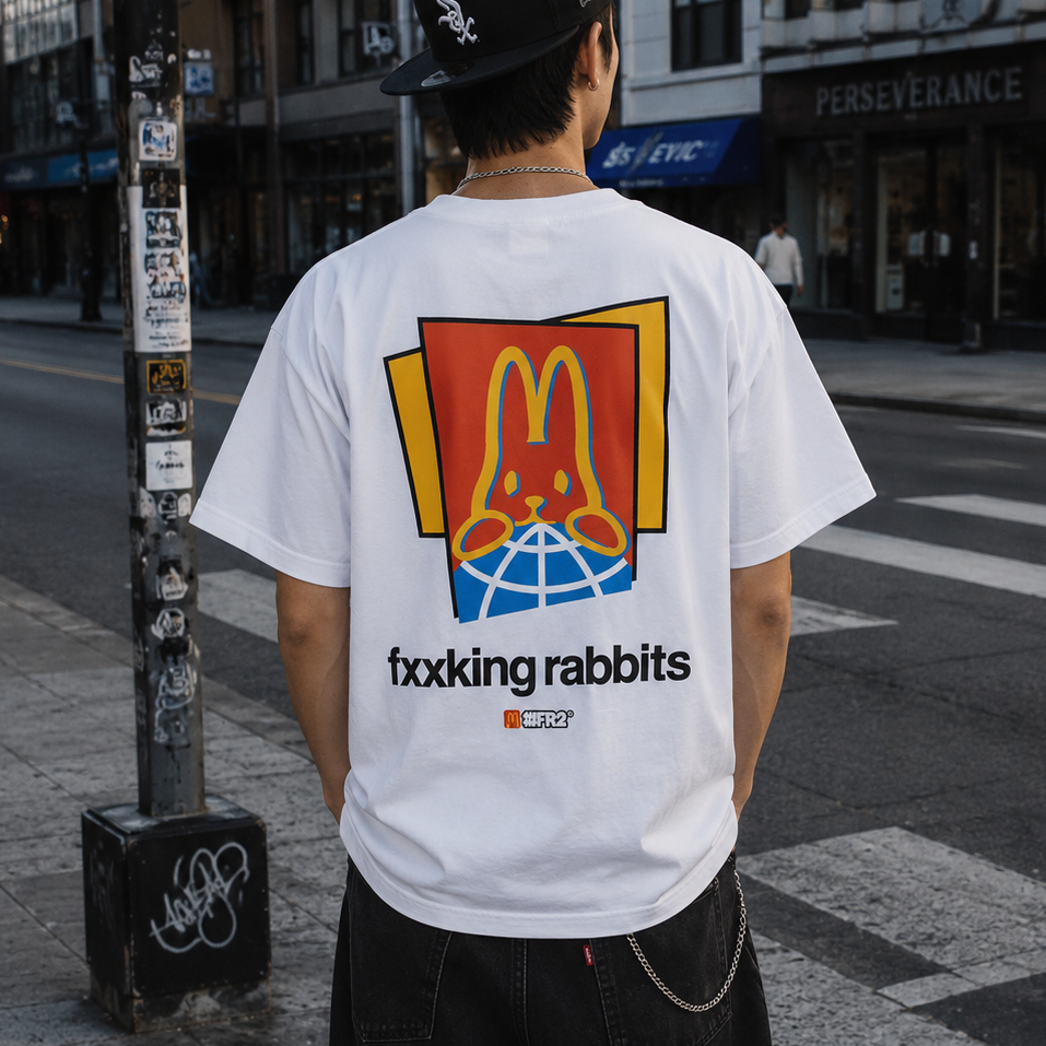 White FR2 M Logo Tee shirt with front logo design, casual apparel by #FR2, shown on a plain background.