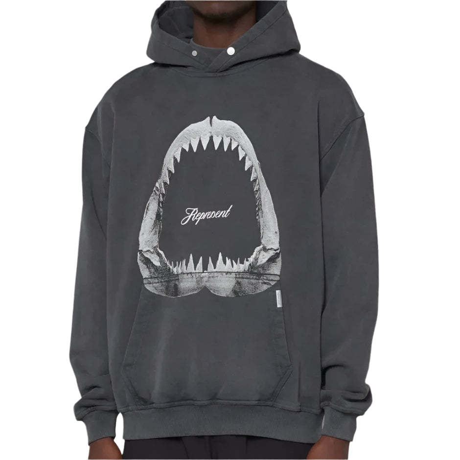 Represent Shark Jaws Hoodie Off Black REPRESENT REPRESENT - originalfook singapore