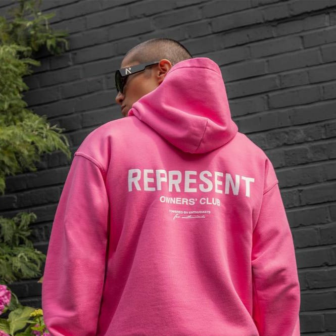 Represent Owners Club Logo Hoodie Bubblegum REPRESENT REPRESENT - originalfook singapore