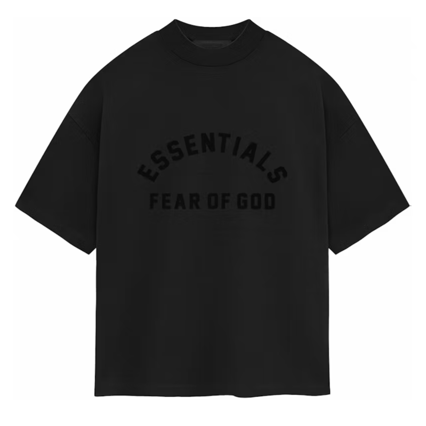 Fear of God Essentials Logo Heavyweight Jet Black Tee - ORIGINALFOOK