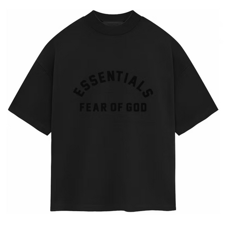 Fear of God Essentials Logo Heavyweight Jet Black Tee - ORIGINALFOOK