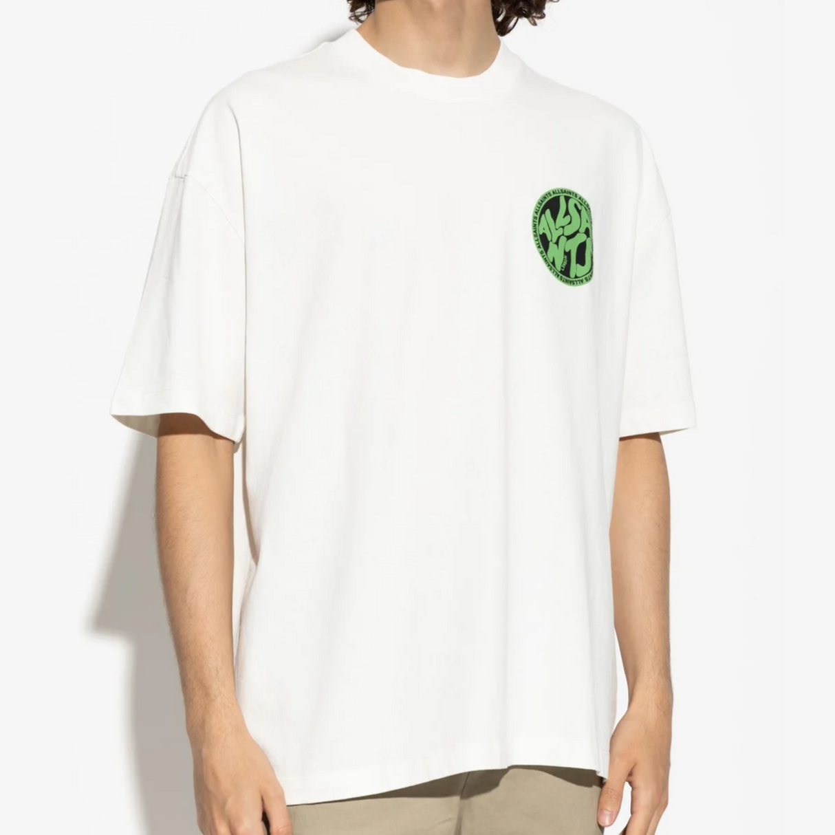 AllSaints Distortion Logo White Tee - ORIGINALFOOK