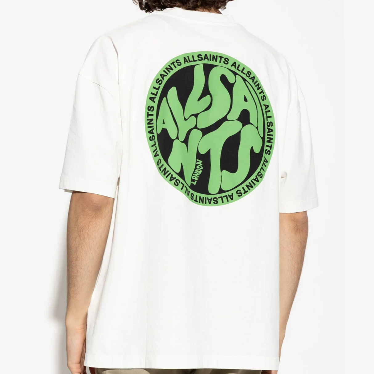 AllSaints Distortion Logo White Tee - ORIGINALFOOK