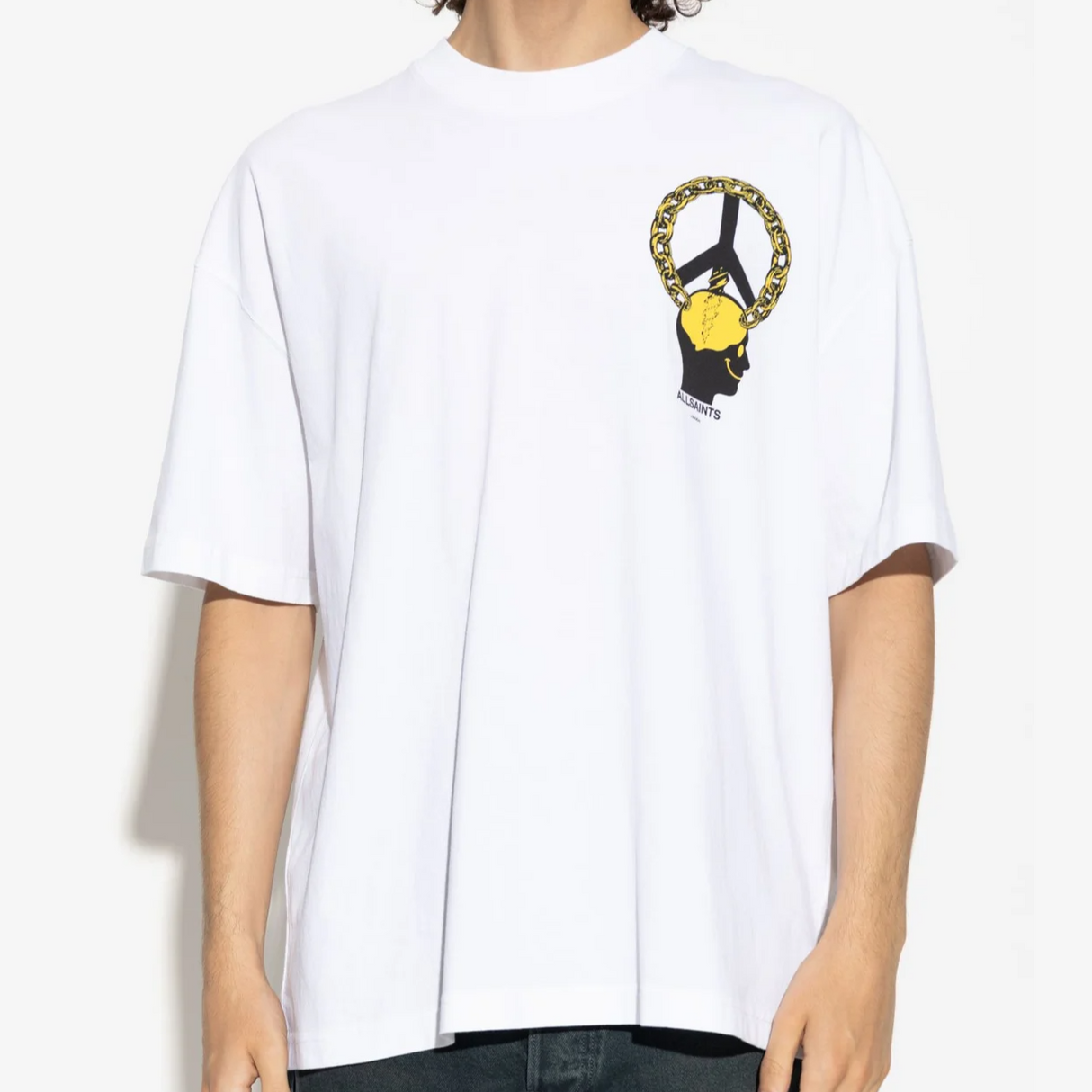 AllSaints Peace Chain White Tee - ORIGINALFOOK