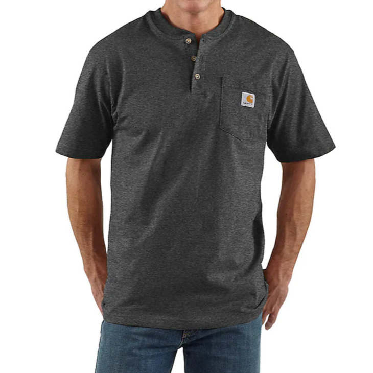 Carhartt Henley Oversized Pocket Tee Carbon Heather CARHARTT CARHARTT - originalfook singapore