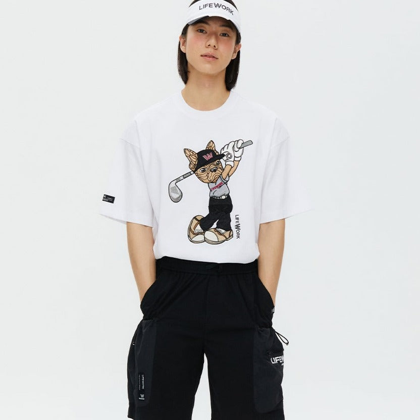 LifeWork Embroidered Golf Bulldog Tee White lifework lifework - originalfook singapore