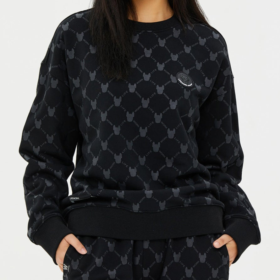 LifeWork Black Monogram Crewneck Black LIFEWORK LIFEWORK - originalfook singapore
