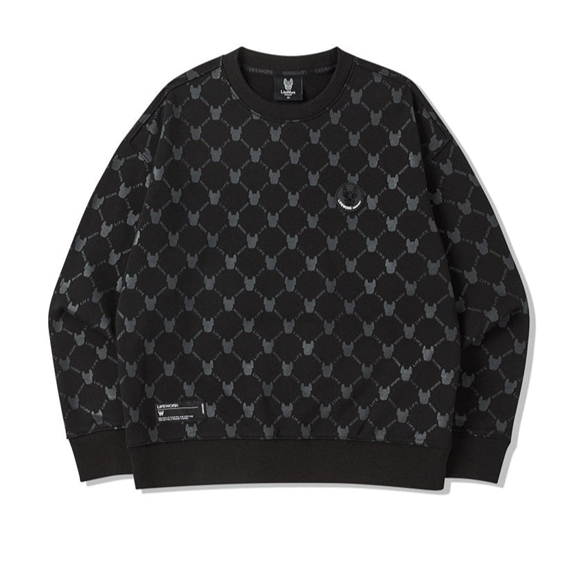 LifeWork Black Monogram Crewneck Black LIFEWORK LIFEWORK - originalfook singapore