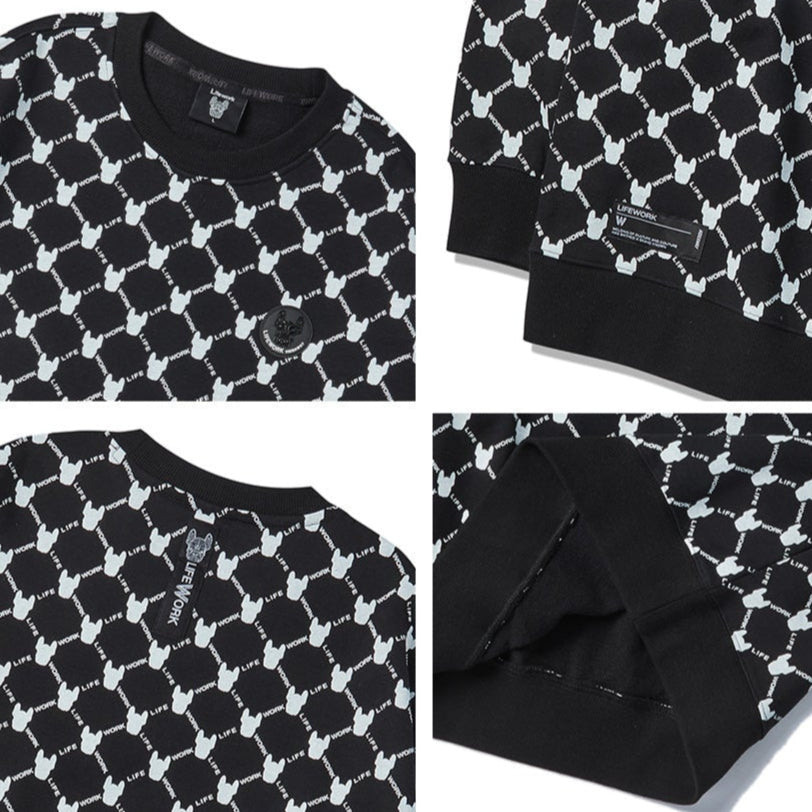 LifeWork Grey Monogram Crewneck Black LIFEWORK LIFEWORK - originalfook singapore