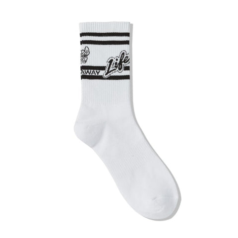 LifeWork Slanted Logo Crew Socks White