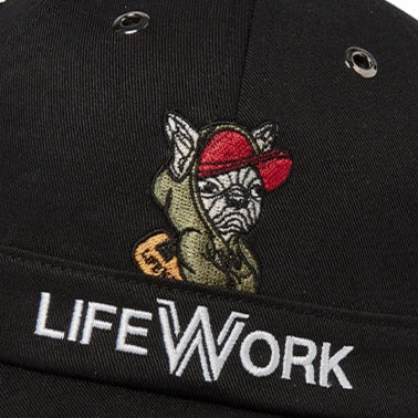 LifeWork Hoodie Dog Embroidered Baseball Cap Black lifework lifework - originalfook singapore