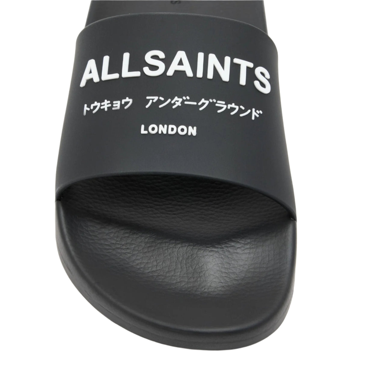AllSaints Underground Logo Slides Black ALLSAINTS ALLSAINTS - originalfook singapore
